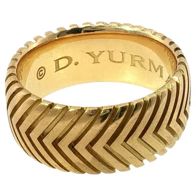 Pre-owned David Yurman Chevron Band Ring Mens 18k Yellow Gold Size 10.5