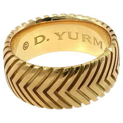 Pre-owned David Yurman Chevron Band Ring Mens 18k Yellow Gold Size 10.5