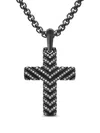 David Yurman Chevron Cross Pendant Necklace In Black