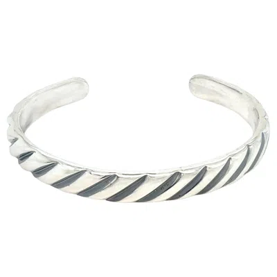 Pre-owned David Yurman Chevron Cuff Bracelet Size M Sterling Silver Estate In Multi