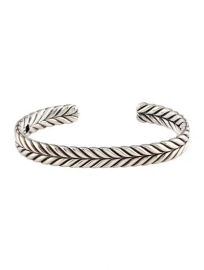 Pre-owned David Yurman Chevron Hinged Cuff Bracelet, 7.5" In Multi