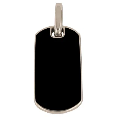 Pre-owned David Yurman Chevron Tag Sterling Silver With Black Onyx, 27.4mm