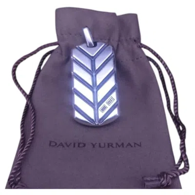 Pre-owned David Yurman Chevron Tag Sterling Silver With Nephrite Jade, 42mm In Multi