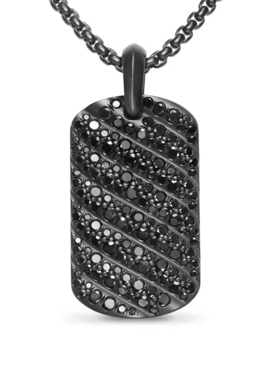David Yurman Chevron Tag Titanium Necklace In Black