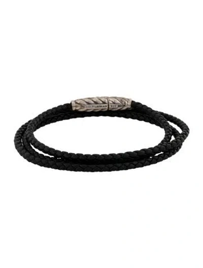 Pre-owned David Yurman Chevron Triple Wrap Bracelet, 7.25" In Black