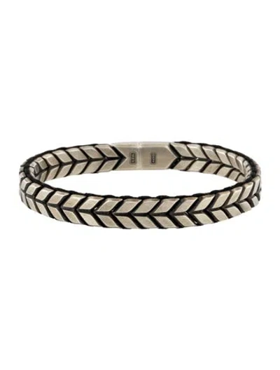 Pre-owned David Yurman Chevron Woven Bracelet, 7.5" In Black