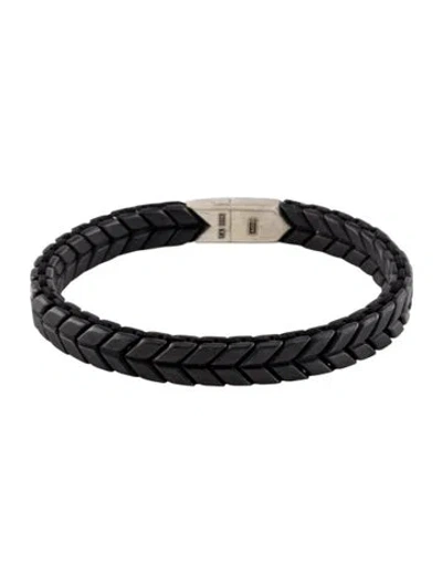 Pre-owned David Yurman Chevron Woven Bracelet In Black