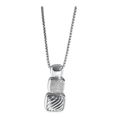 David Yurman Chiclet Diamond Pendant In Sterling Silver 0.45 Ctw