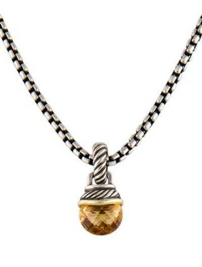 Pre-owned David Yurman Citrine Acorn Pendant Necklace, 16.25" In Multi