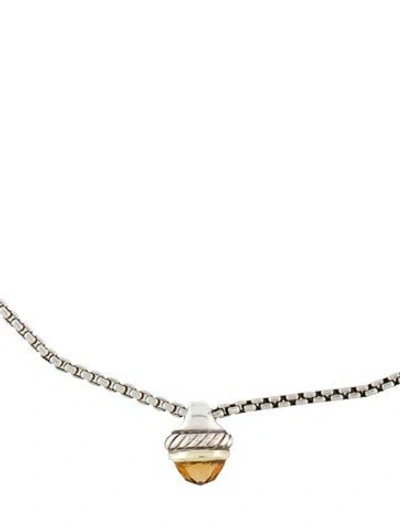 Pre-owned David Yurman Citrine Acorn Pendant Necklace, 17" In Multi