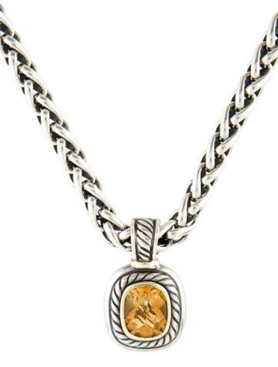 Pre-owned David Yurman Citrine Albion Enhancer Pendant Necklace, 16" In Multi
