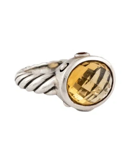 Pre-owned David Yurman Citrine & Carnelian Renaissance Ring In Multi