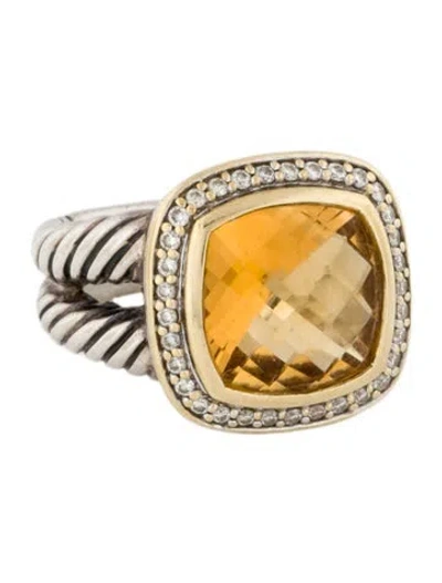 Pre-owned David Yurman Citrine & Diamond Albion Cocktail Ring In Multi