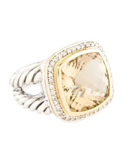 Pre-owned David Yurman Citrine & Diamond Albion Cocktail Ring In Multi