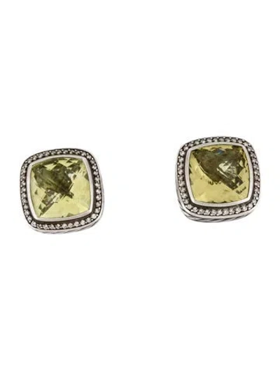 Pre-owned David Yurman Citrine & Diamond Albion Earclip Earrings In Multi