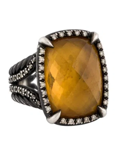 Pre-owned David Yurman Citrine & Diamond Châtelaine Cocktail Ring In Multi