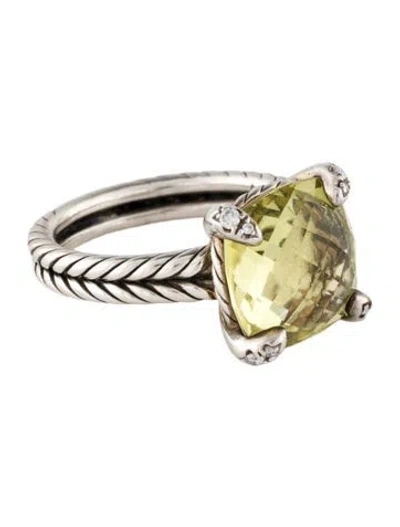 Pre-owned David Yurman Citrine & Diamond Chatelaine Ring In Multi