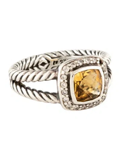 Pre-owned David Yurman Citrine & Diamond Petite Albion Cocktail Ring In Multicolor