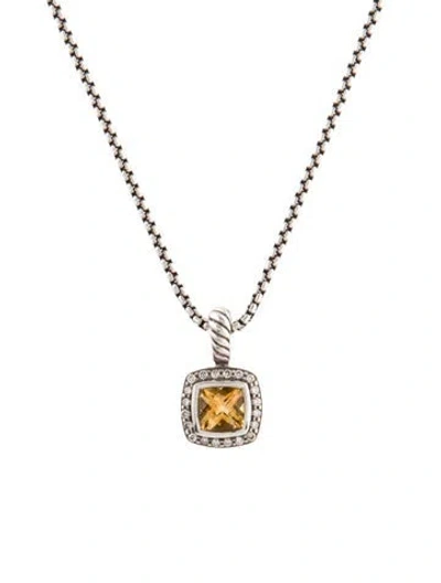 Pre-owned David Yurman Citrine & Diamond Petite Albion® Pendant Necklace, 17.25" In Multi