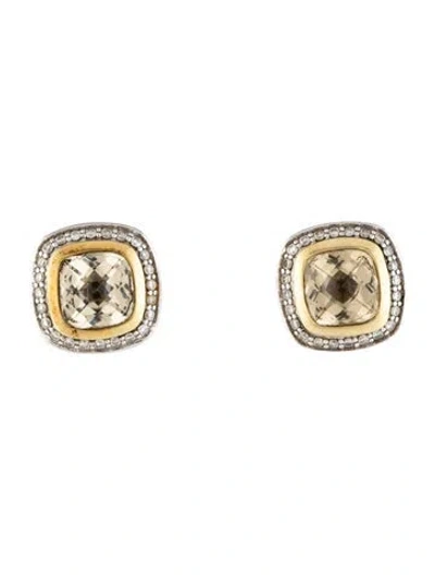 Pre-owned David Yurman Citrine & Diamond Stud Earrings In Multicolor