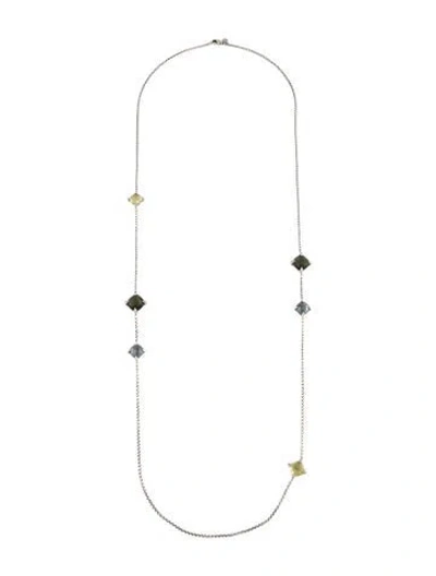 Pre-owned David Yurman Citrine & Hematine Doublet, Quartz & Hematine Châtelaine Long Station Necklace, 36.5" In Multi