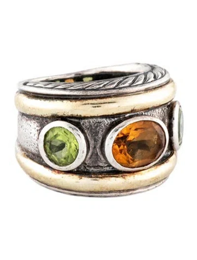 Pre-owned David Yurman Citrine & Peridot Renaissance Ring In Multi