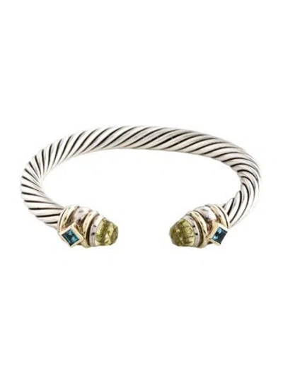 Pre-owned David Yurman Citrine & Topaz Renaissance Cuff Bracelet, 7" In Multicolor