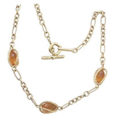 Pre-owned David Yurman Citrine Briolettes Toggle Necklace In 18 Karat Yellow Gold