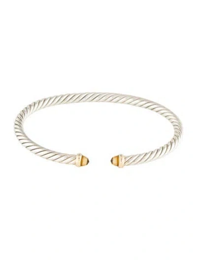 Pre-owned David Yurman Citrine Cable Classic Cuff Bracelet, 6.75" In Multi