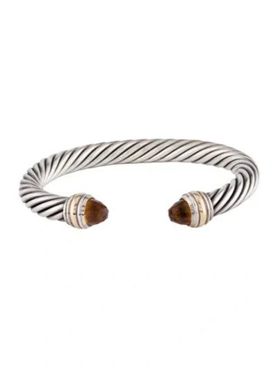 Pre-owned David Yurman Citrine Cable Classics Color Cuff Bracelet, 6.5" In Multicolor
