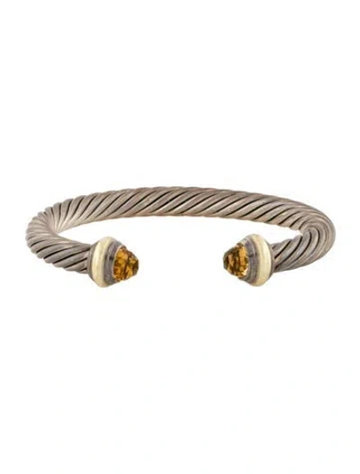 Pre-owned David Yurman Citrine Cable Cuff Bracelet, 6.5" In Multi