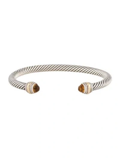 Pre-owned David Yurman Citrine Classic Cable Bracelet, 6.5" In Multi