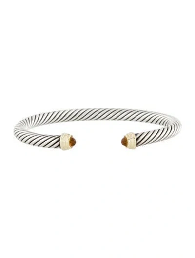 Pre-owned David Yurman Citrine Classic Cable Cuff Bracelet, 6.25" In Multi