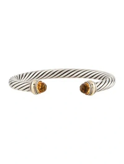 Pre-owned David Yurman Citrine Classic Cable Cuff Bracelet, 6.5" In Multi
