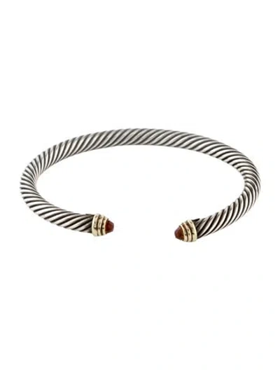 Pre-owned David Yurman Citrine Classic Cable Cuff Bracelet, 6.75" In Multi