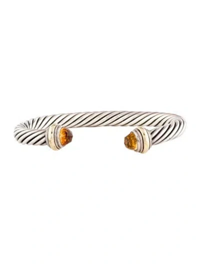 Pre-owned David Yurman Citrine Classic Cable Cuff Bracelet, 6.75" In Multi