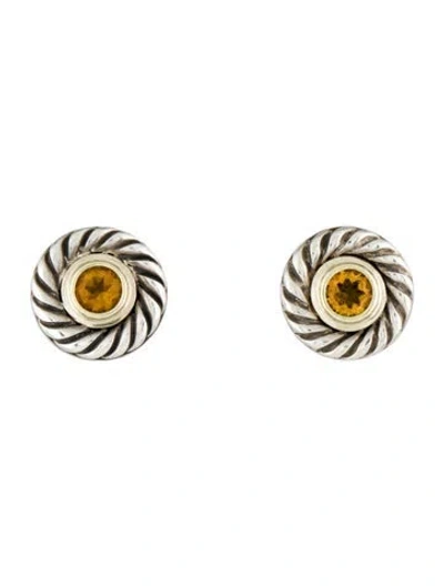 Pre-owned David Yurman Citrine Color Classic Cookie Studs In Multi