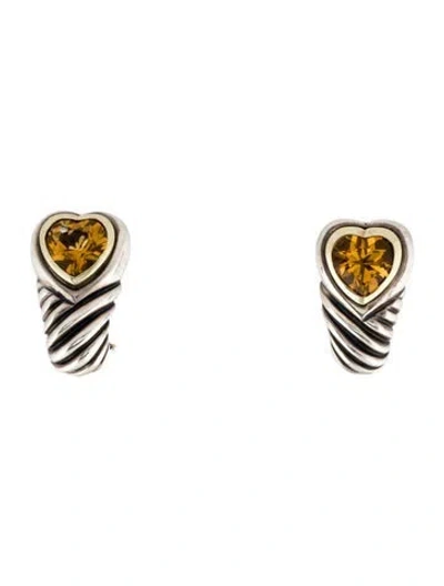 Pre-owned David Yurman Citrine Heart Shrimp Clip-on Earrings In Multi
