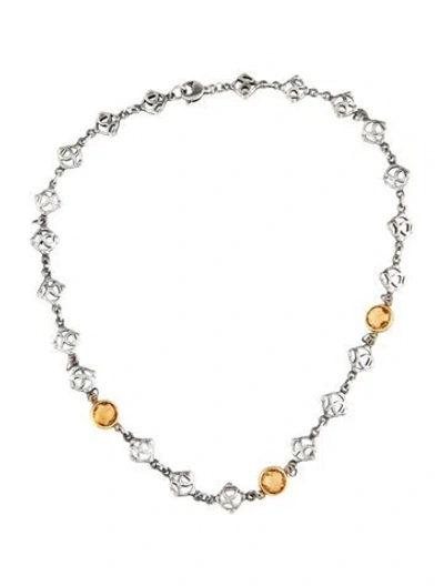 Pre-owned David Yurman Citrine Logo Necklace, 16" In Multicolor