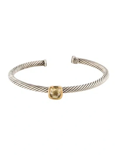 Pre-owned David Yurman Citrine Noblesse Station Cuff Bracelet, 6.25" In Multicolor