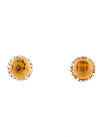 Pre-owned David Yurman Citrine Petite Chatelaine Stud Earrings In Multi