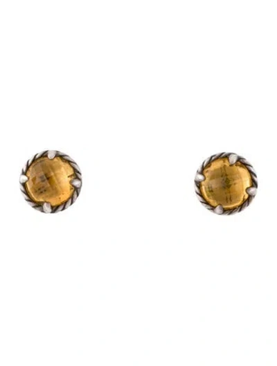 Pre-owned David Yurman Citrine Petite Chatelaine Stud Earrings In Multicolor