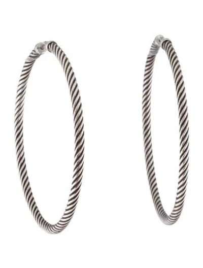 Pre-owned David Yurman Classic Cable Extra-large Hoop Earrings In Multicolor