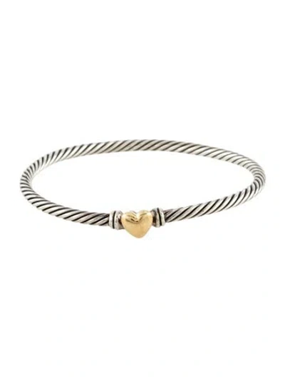 Pre-owned David Yurman Classic Cable Heart Station Bracelet, 6" In Multi