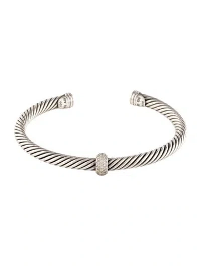 Pre-owned David Yurman Classic Cable Station Bracelet, 7" In Multi