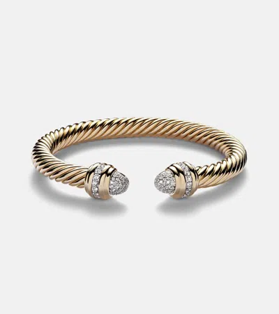 David Yurman Classic Cablespira 18kt Gold Bangle With Diamonds
