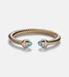 David Yurman Classic Cablespira 18kt Gold Cuff Bracelet With Topazes And Diamonds
