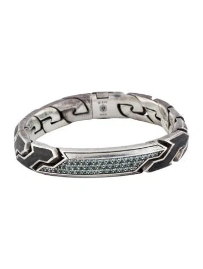 Pre-owned David Yurman Color Change Sapphire Forged Carbon Bracelet, 7.75" In Black