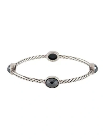 Pre-owned David Yurman Color Classics Hematite Four Station Bangle, 7.5" In Multi