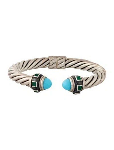 Pre-owned David Yurman Composite Turquoise & Dyed Chalcedony Renaissance Cuff Bracelet, 6.5" In Multi